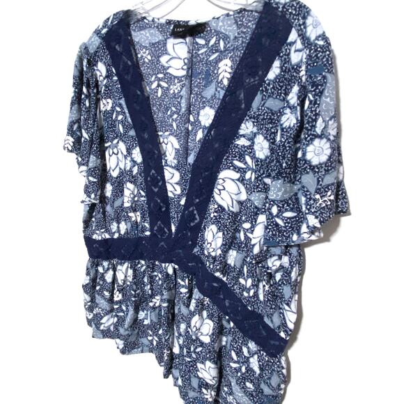 Lane Bryant Illusion Floral Blouse 22 Babydoll Lace Flutter Fairycore Boho Flowy - Picture 2 of 9